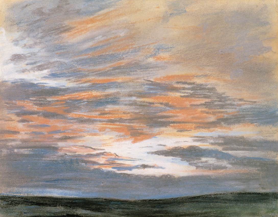 Studie van de lucht bij zonsondergang door Ferdinand Victor Eugene Delacroix