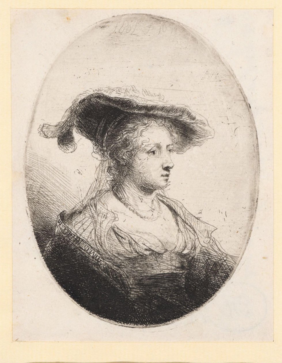 Jonge vrouw met hoed door Ferdinand Bol
