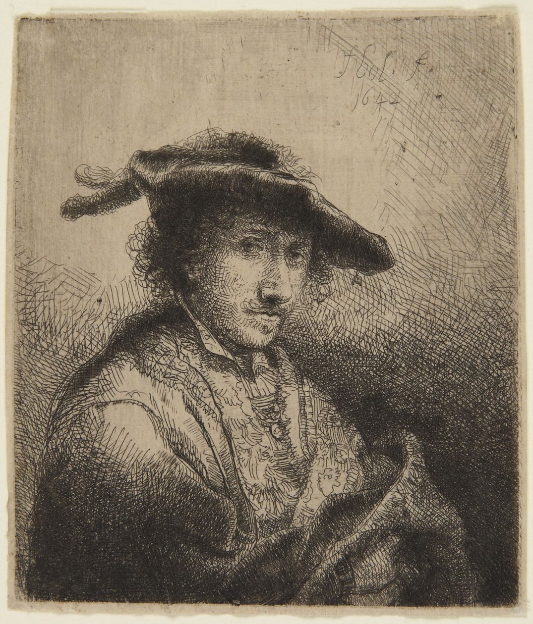 Man met veer in de muts door Ferdinand Bol