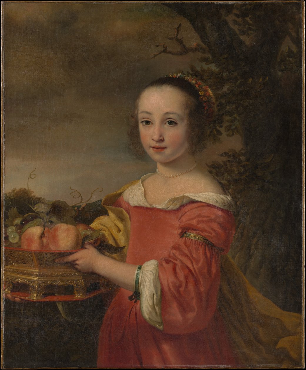 Petronella Elias (1648-1667) met een mand fruit door Ferdinand Bol