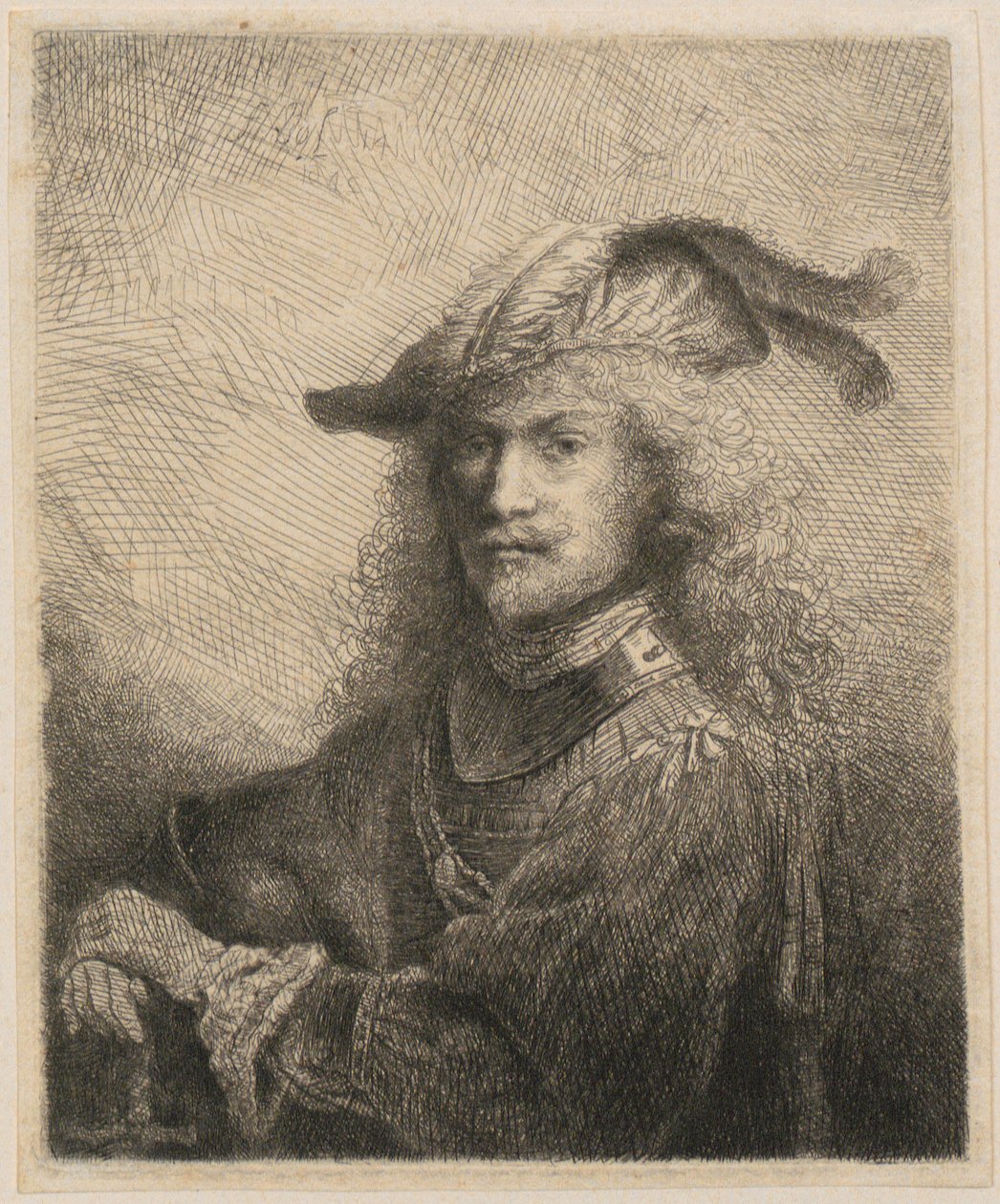 Portret van een officier (mogelijk een zelfportret van de kunstenaar?) door Ferdinand Bol