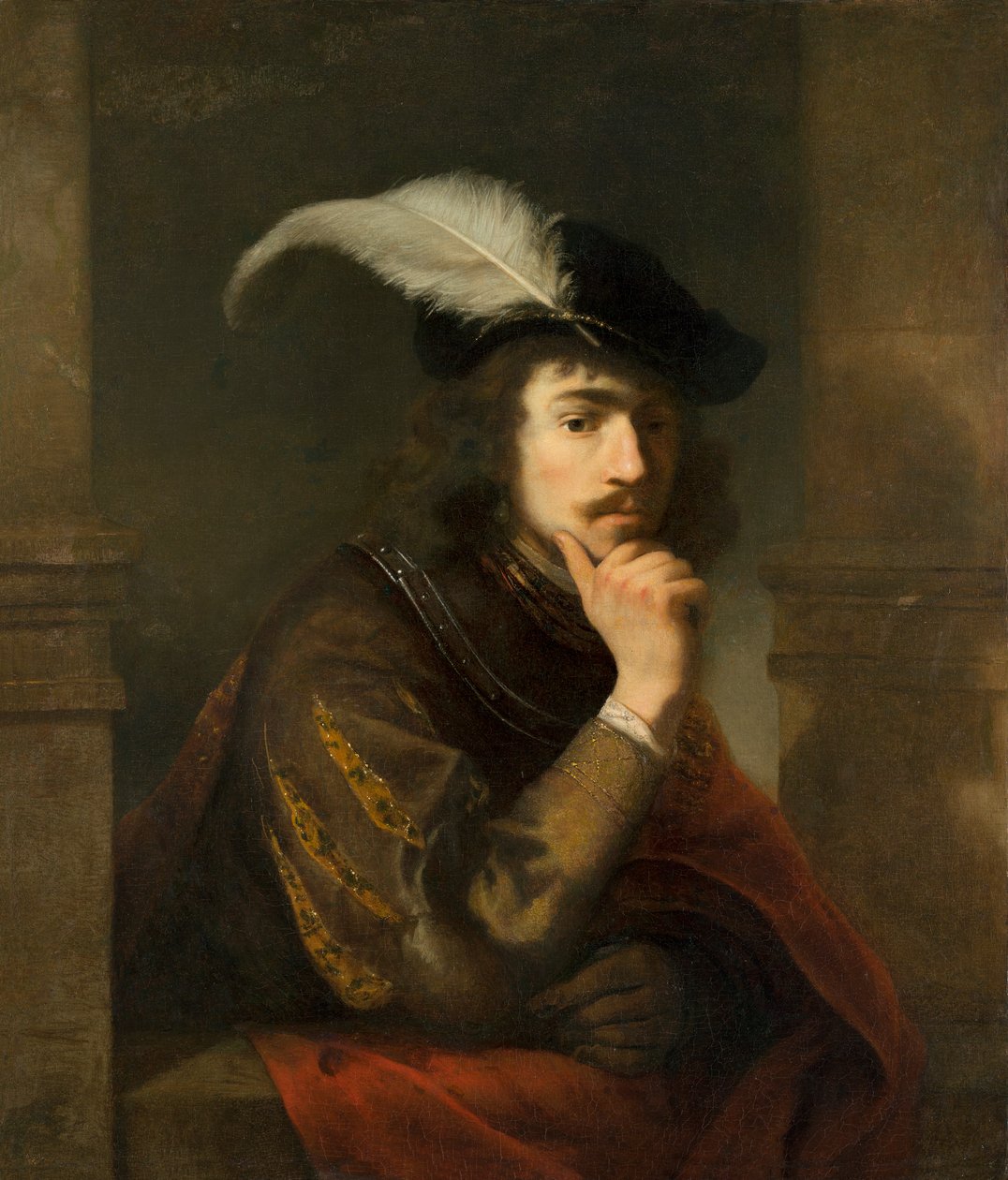 Portret van een jonge manb, mogelijk een zelfportret door Ferdinand Bol