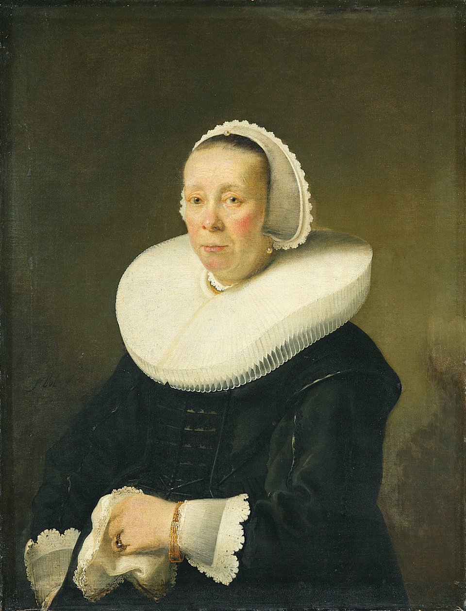 Portret van een oudere vrouw door Ferdinand Bol