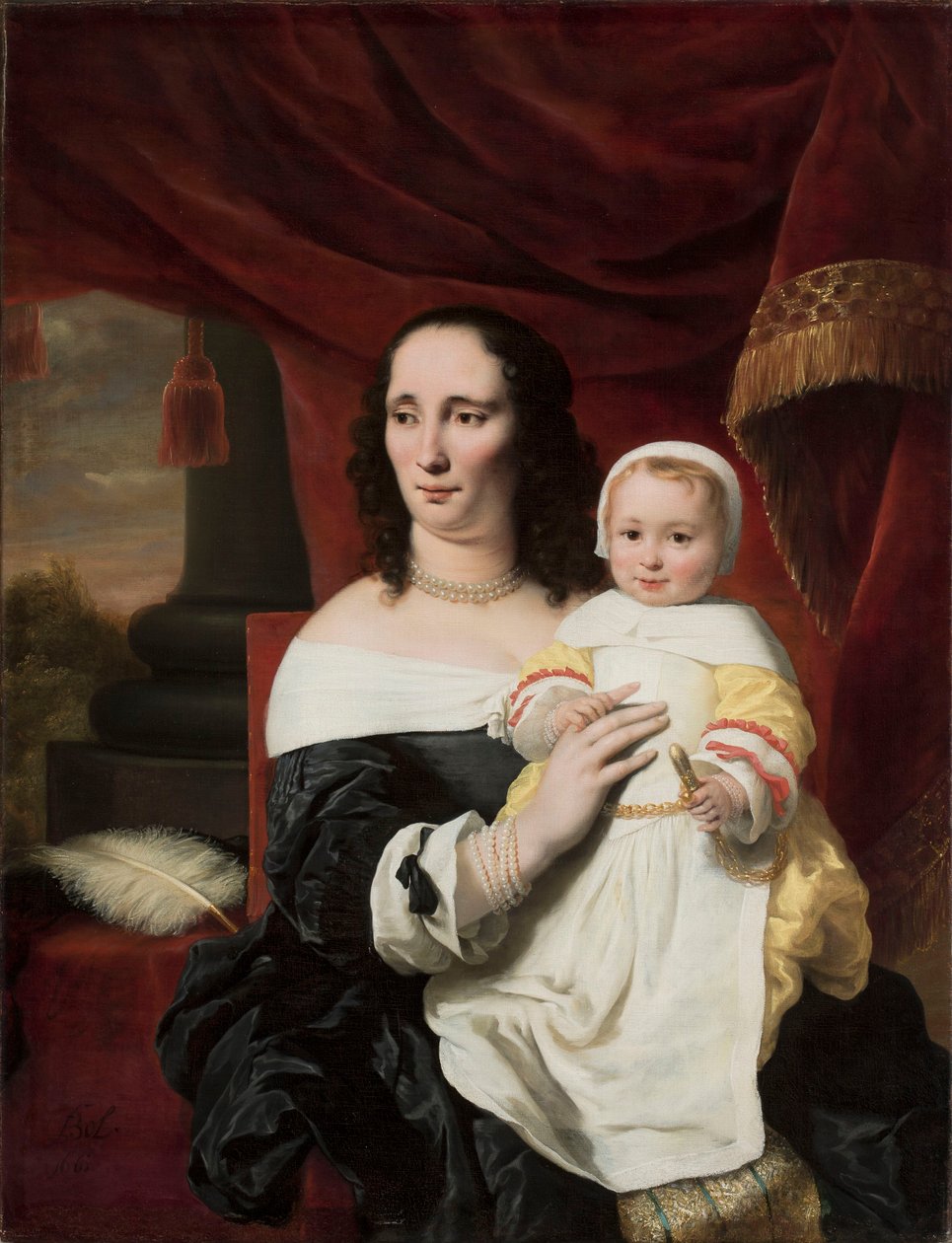 Portret van Johanna de Geer-Trip met haar dochter Cecylia door Ferdinand Bol