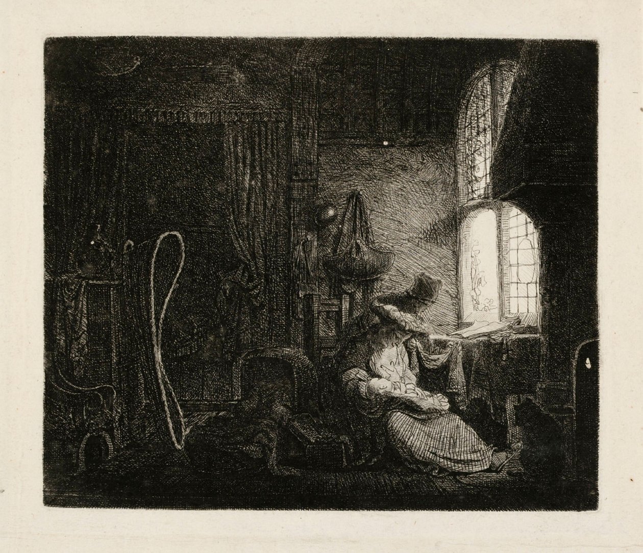 Het gezin in een kamer door Ferdinand Bol