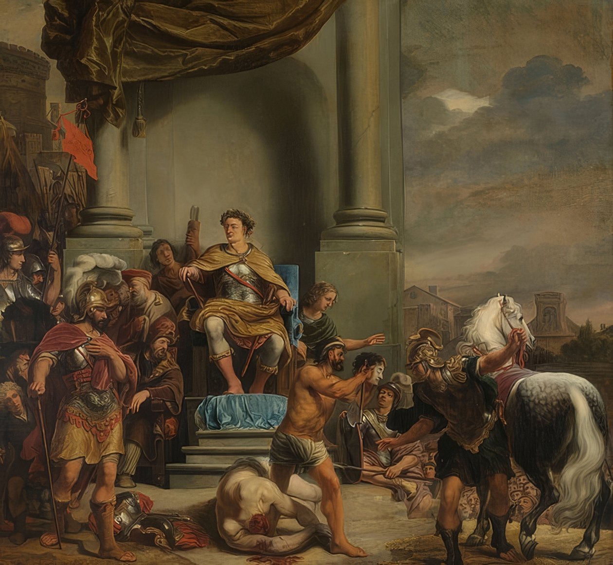 Titus Manlius Imperiosus Torquatus beveelt de onthoofding van zijn zoon door Ferdinand Bol