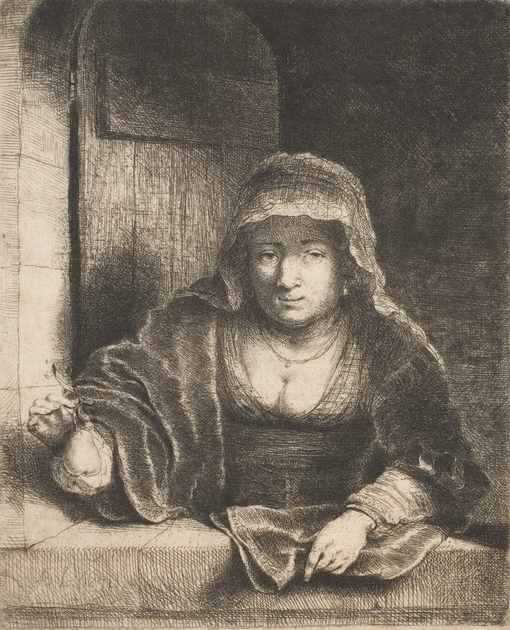 Vrouw met een Peer door Ferdinand Bol