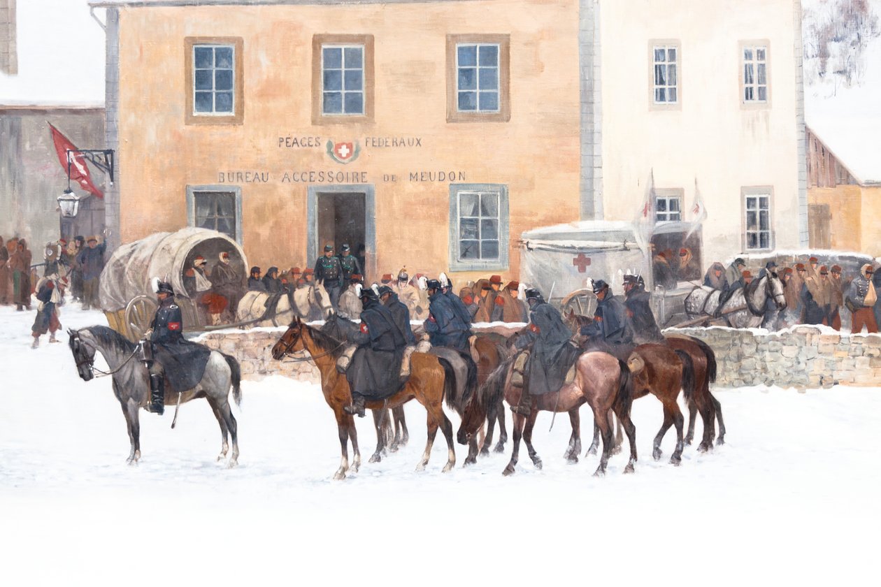 Bourbaki Panorama door Ferdinand & Castres Edouard (1838-1902) Hodler