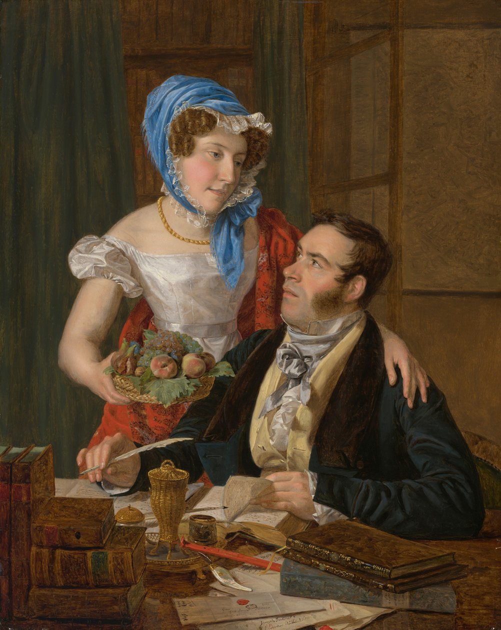 De cartograaf professor Josef Jüttner en zijn vrouw door Ferdinand Georg Waldmüller