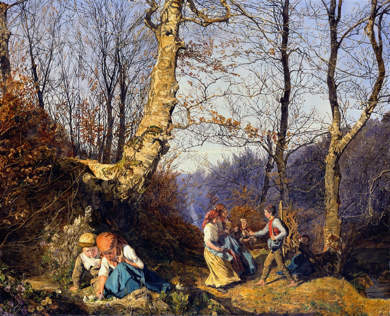 Vroege lente in het Weense Woud door Ferdinand Georg Waldmüller