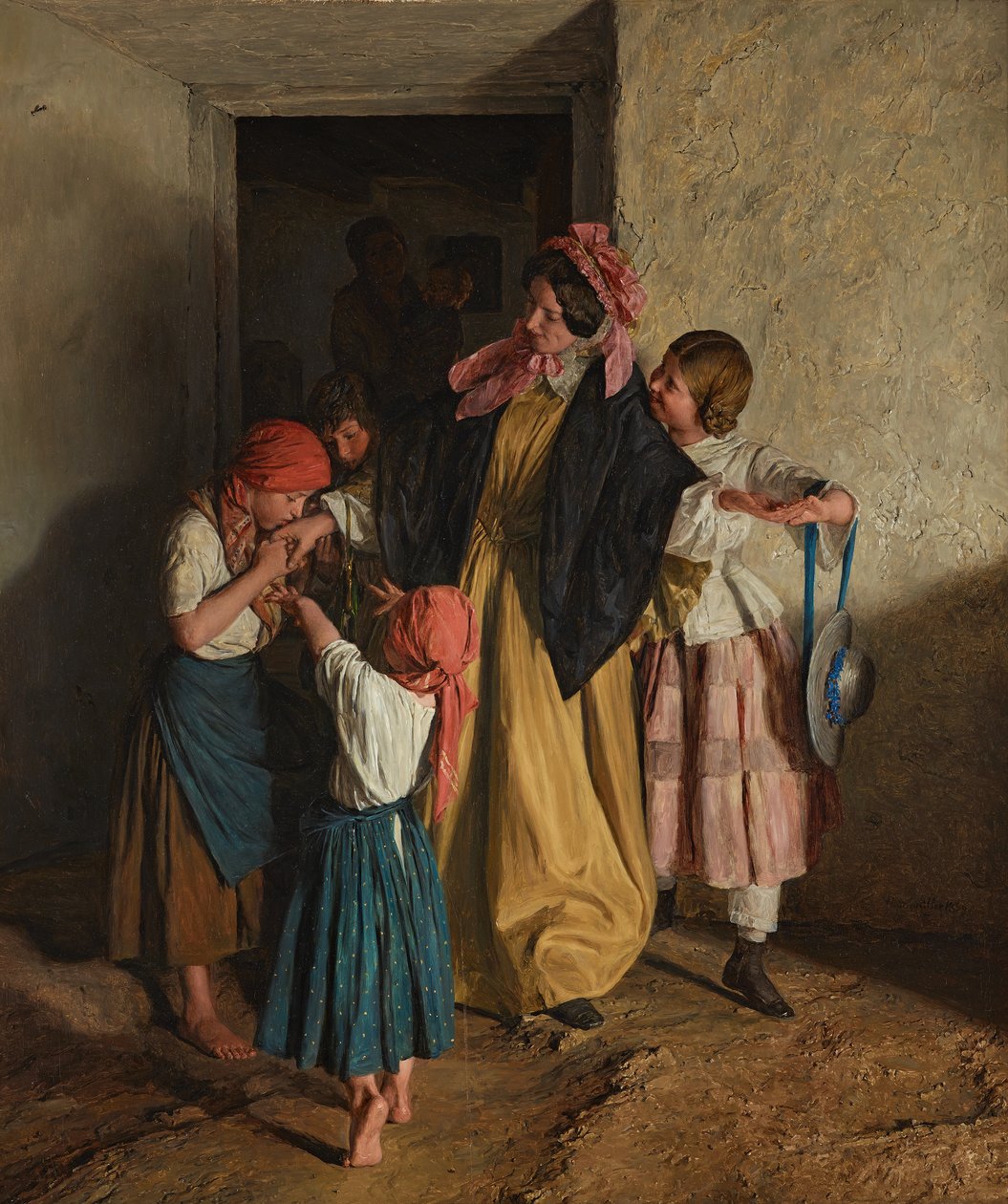 Het afscheid van de peettante (na de vormsel) door Ferdinand Georg Waldmuller
