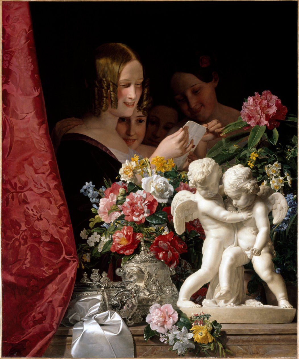 De meisjes lezen een brief. Schilderij van Ferdinand Georg Waldmuller (1793-1865) door Ferdinand Georg Waldmuller