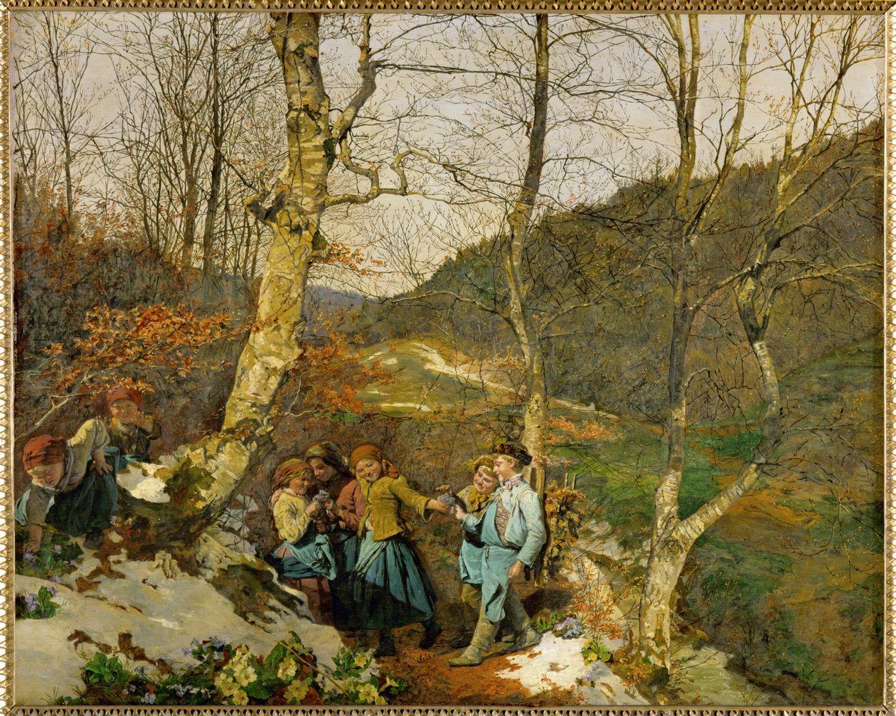 Lente in het Weense bos door Ferdinand Georg Waldmuller