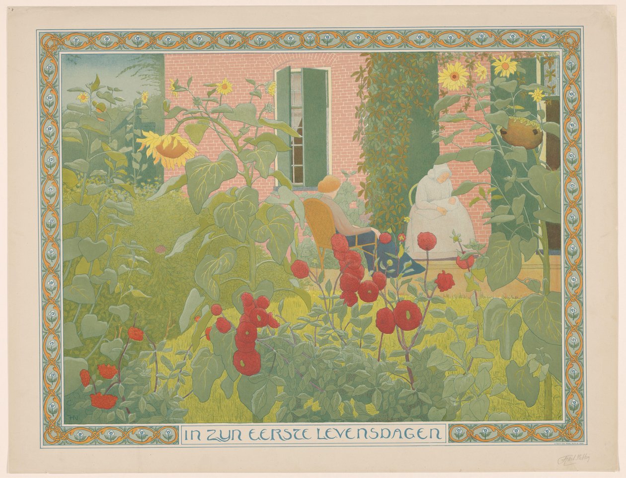Twee vrouwen met baby door Ferdinand Hart Nibbrig (signed by artist)