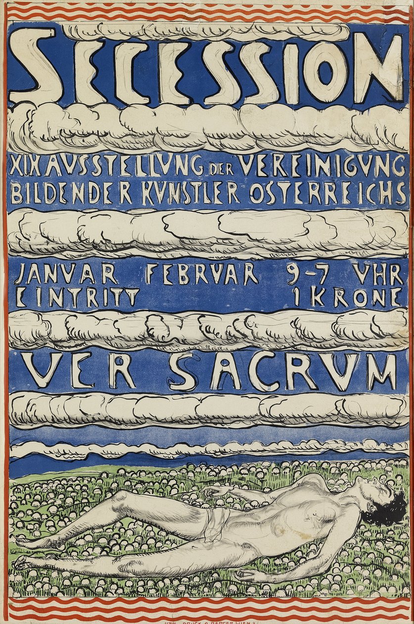 Poster voor de Wenen Secession Tentoonstelling door Ferdinand Hodler
