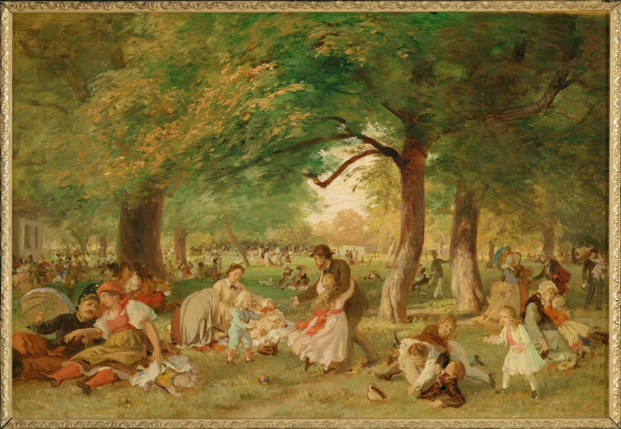 Nachmittag im Prater - Een middag in het Prater ... (schilderij op doek) door Ferdinand Julius Wilhelm Laufberger