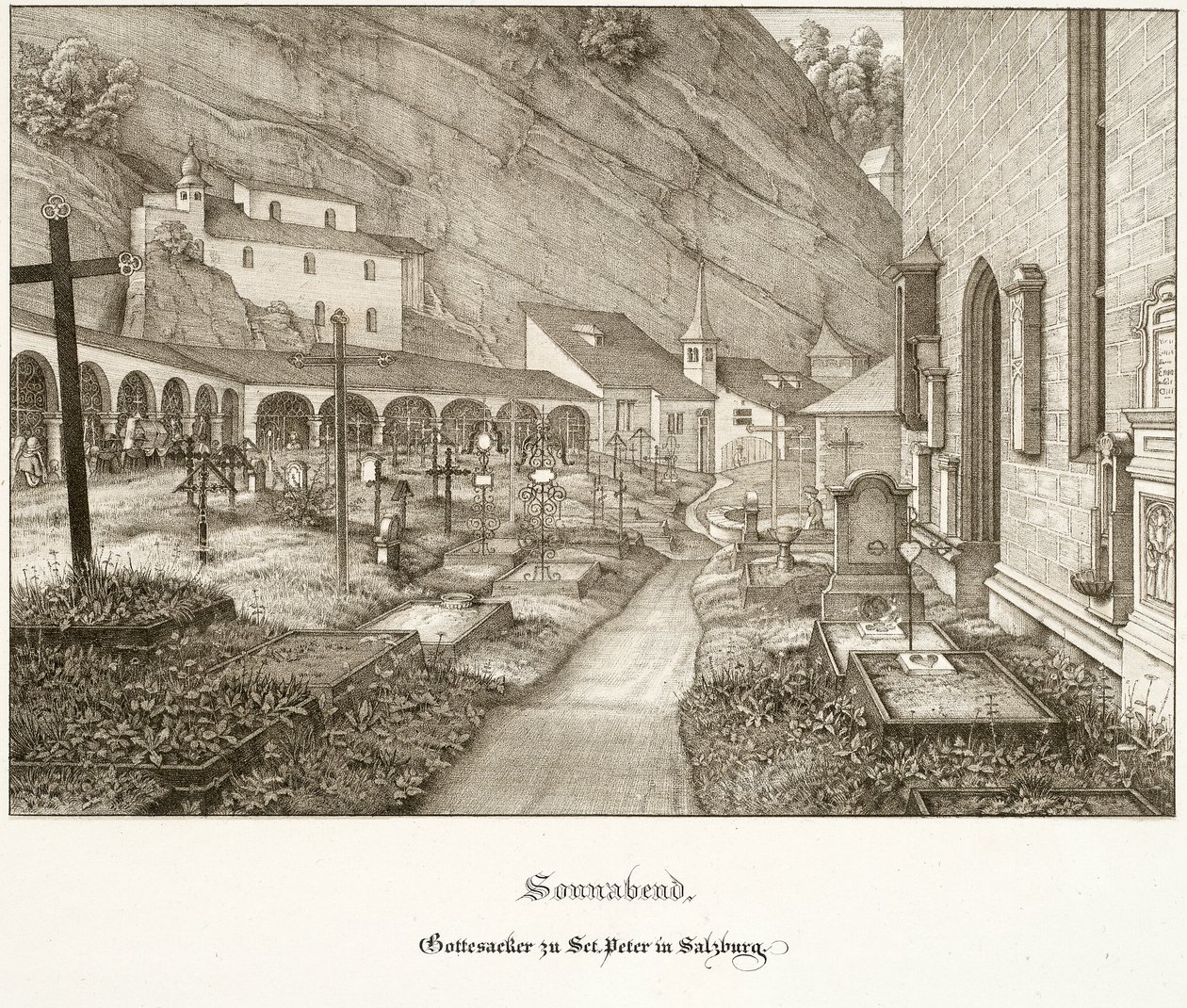 Zaterdag: Kerkhof van St. Peter in Salzburg door Ferdinand Olivier