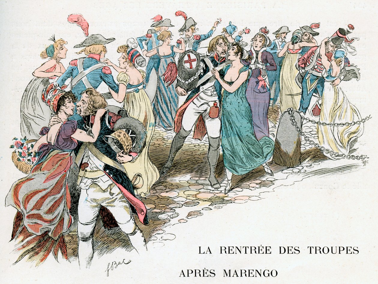 De terugkeer van Franse troepen uit Marengo, 1800, ca. 1870-1950 door Ferdinand Sigismund Bac