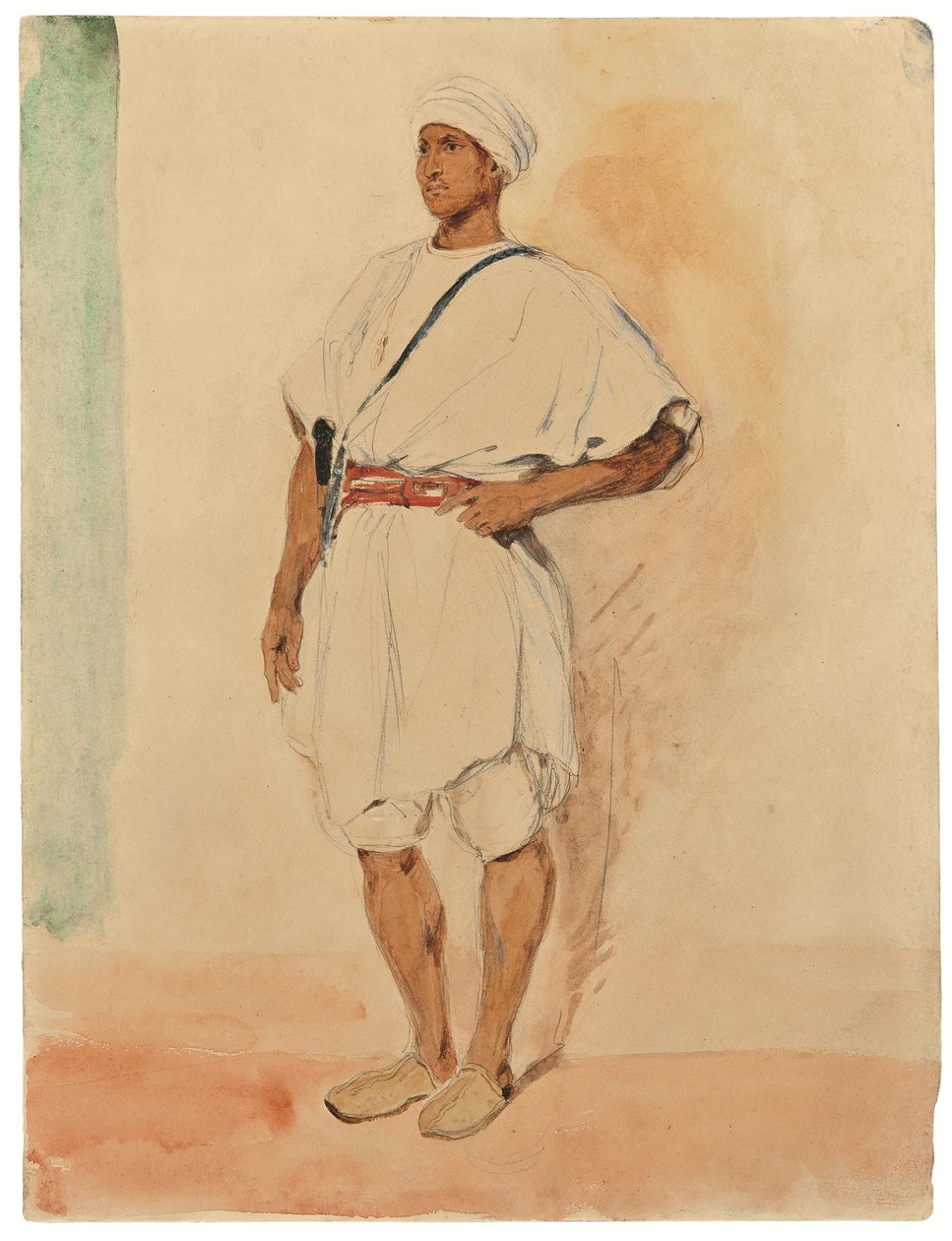 Een staande Marokkaan door Ferdinand Victor Eugene Delacroix