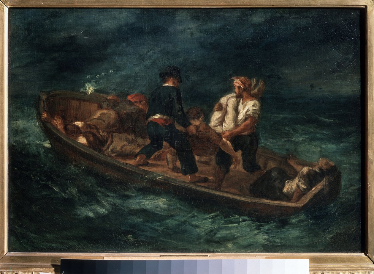 Na het schipbreuk door Ferdinand Victor Eugene Delacroix