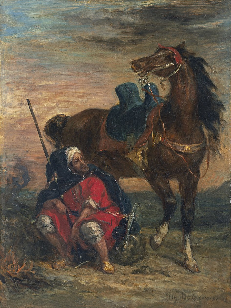 Arabische ruiter door Ferdinand Victor Eugene Delacroix