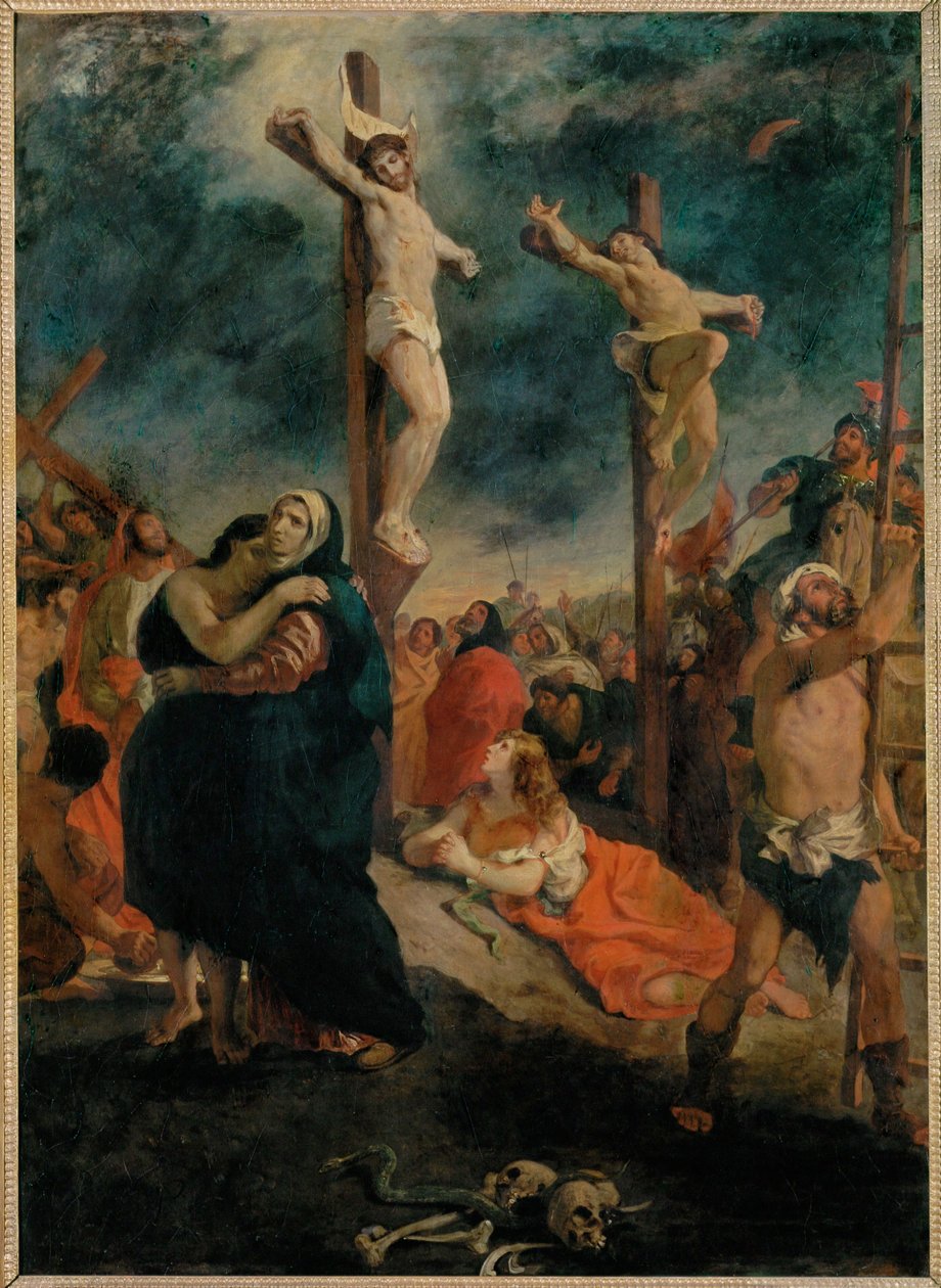 Kruisiging (schilderij op doek) door Ferdinand Victor Eugene Delacroix