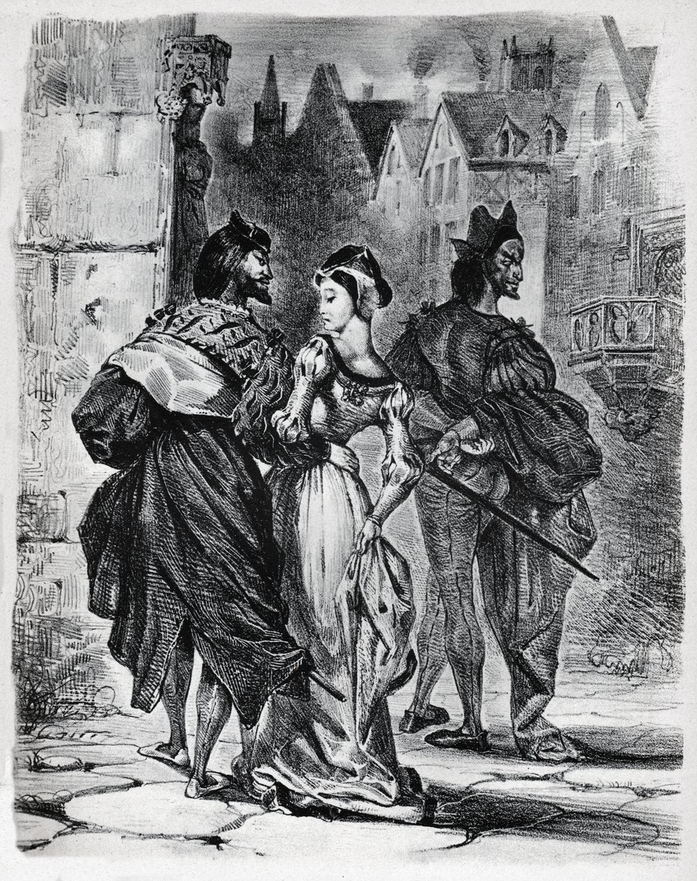 Faust, Gretschen en Mephistopheles door Ferdinand Victor Eugene Delacroix