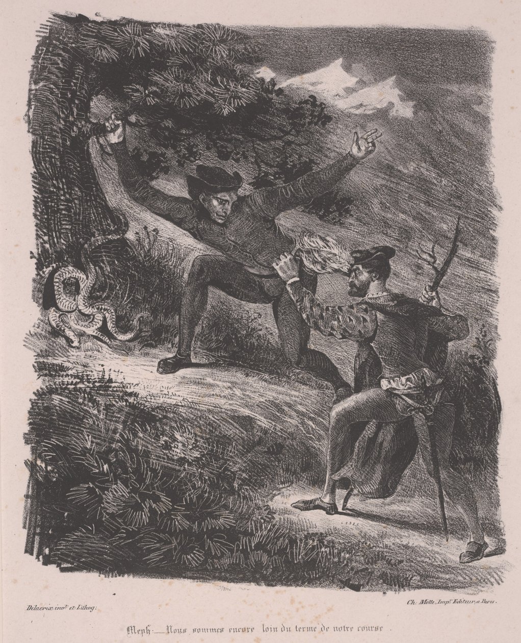 Faust en Mephistopheles in de Harz door Ferdinand Victor Eugene Delacroix