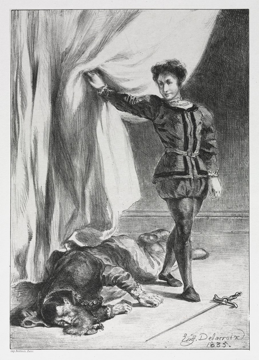 Hamlet: Hamlet en het Lijk van Polonius, 1835 door Ferdinand Victor Eugene Delacroix