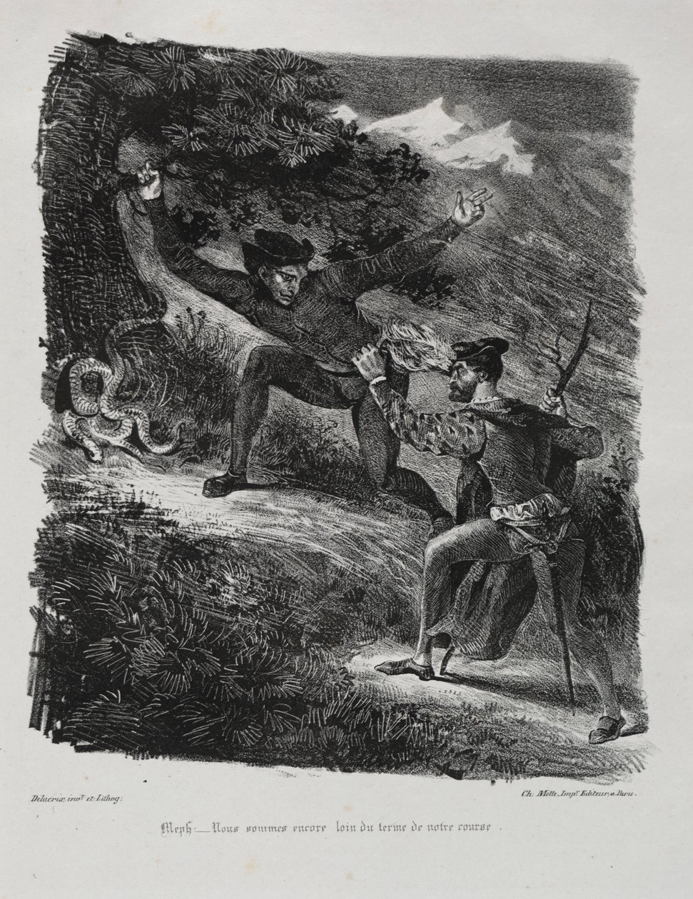 Illustraties voor Faust: Faust en Méphistophélès in de bergen van de Harz, 1828 door Ferdinand Victor Eugene Delacroix