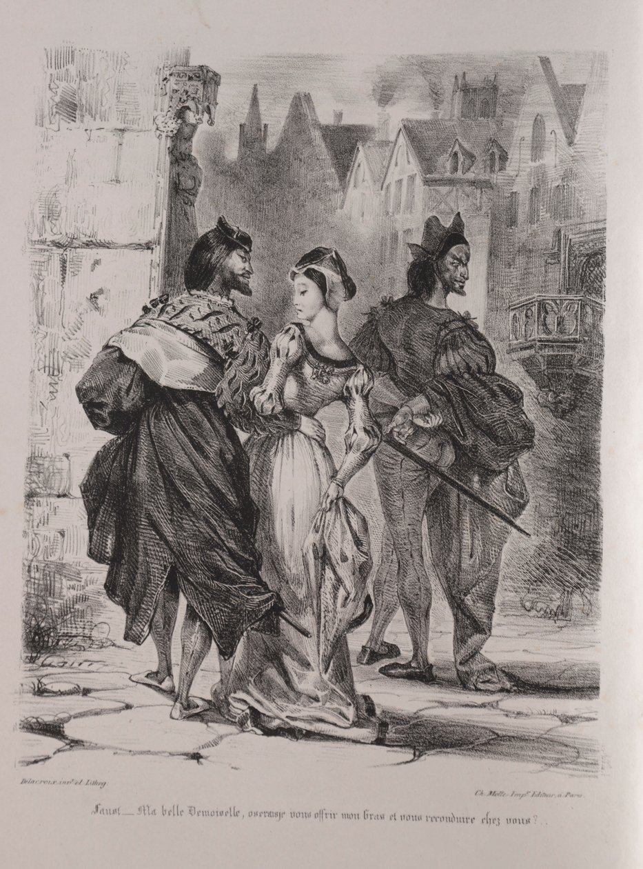 Illustraties voor Faust: Faust probeert Marguerite te verleiden, 1828 door Ferdinand Victor Eugene Delacroix