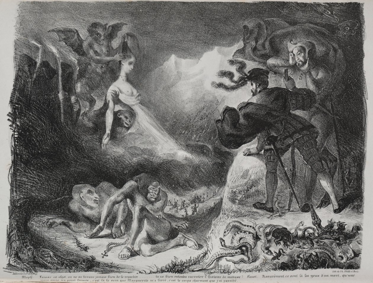Illustraties voor Faust: Marguerites schaduw verschijnt aan Faust, 1828 door Ferdinand Victor Eugene Delacroix