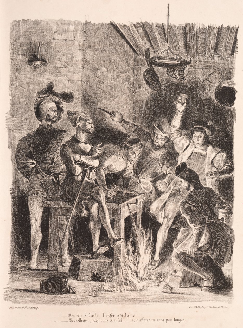 Illustraties voor Faust: Méphistophélès in de taverne van de studenten, 1828 door Ferdinand Victor Eugene Delacroix