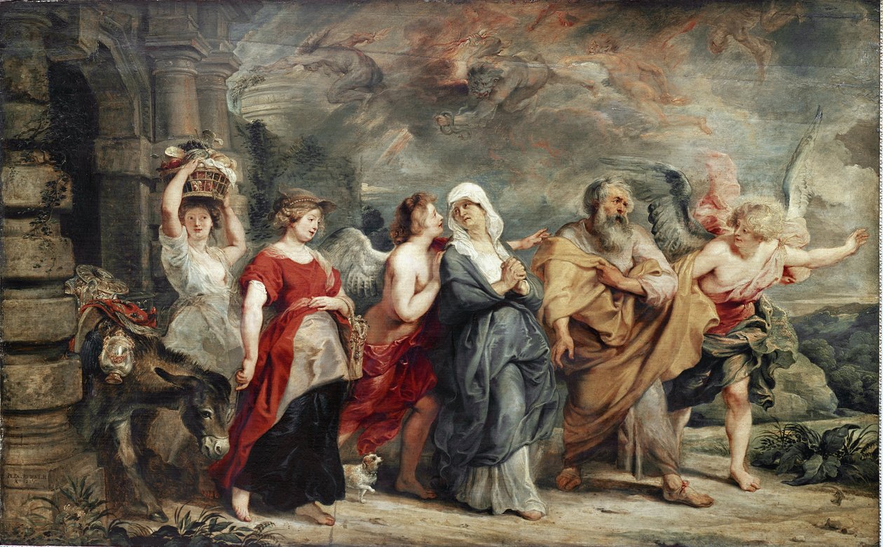 Loths vlucht door Ferdinand Victor Eugene Delacroix
