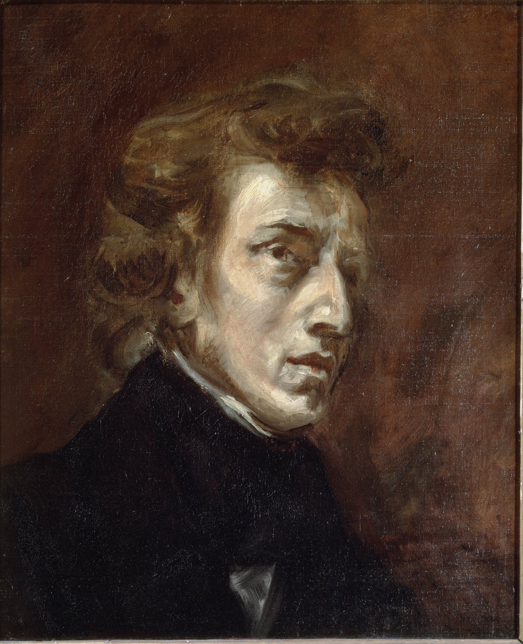 Portret van Frederic Chopin door Ferdinand Victor Eugene Delacroix