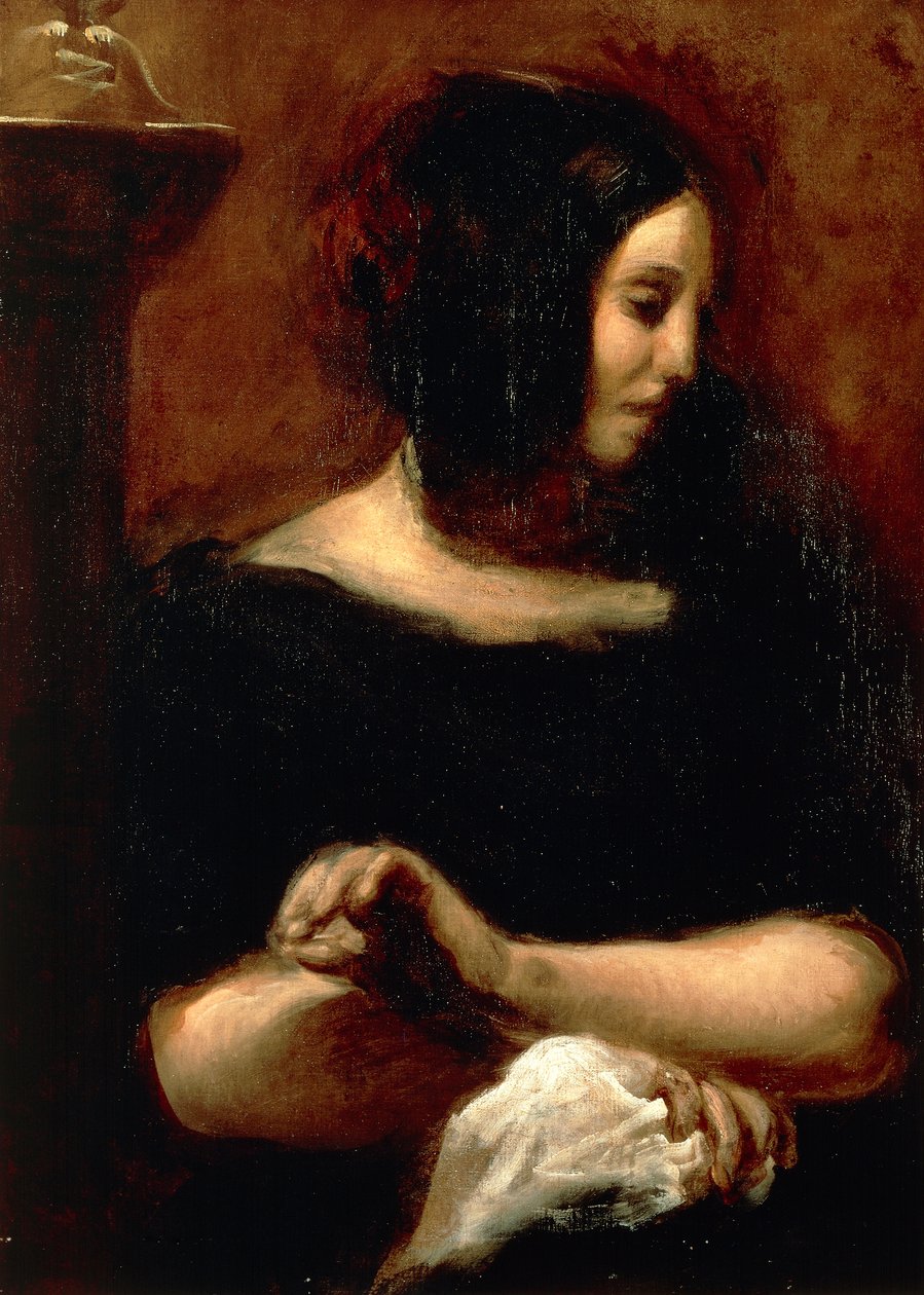 Portret van George Sand door Ferdinand Victor Eugene Delacroix