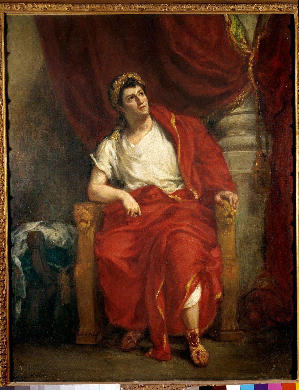Portret van komiek Francois-Joseph Talma als Nero in het stuk Britannicus van Jean Racine door Ferdinand Victor Eugene Delacroix