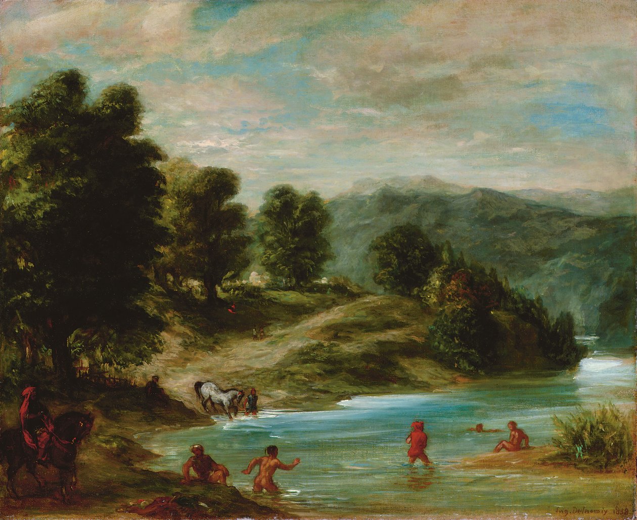 De Oevers van de Rivier Sebou, 1858 door Ferdinand Victor Eugene Delacroix