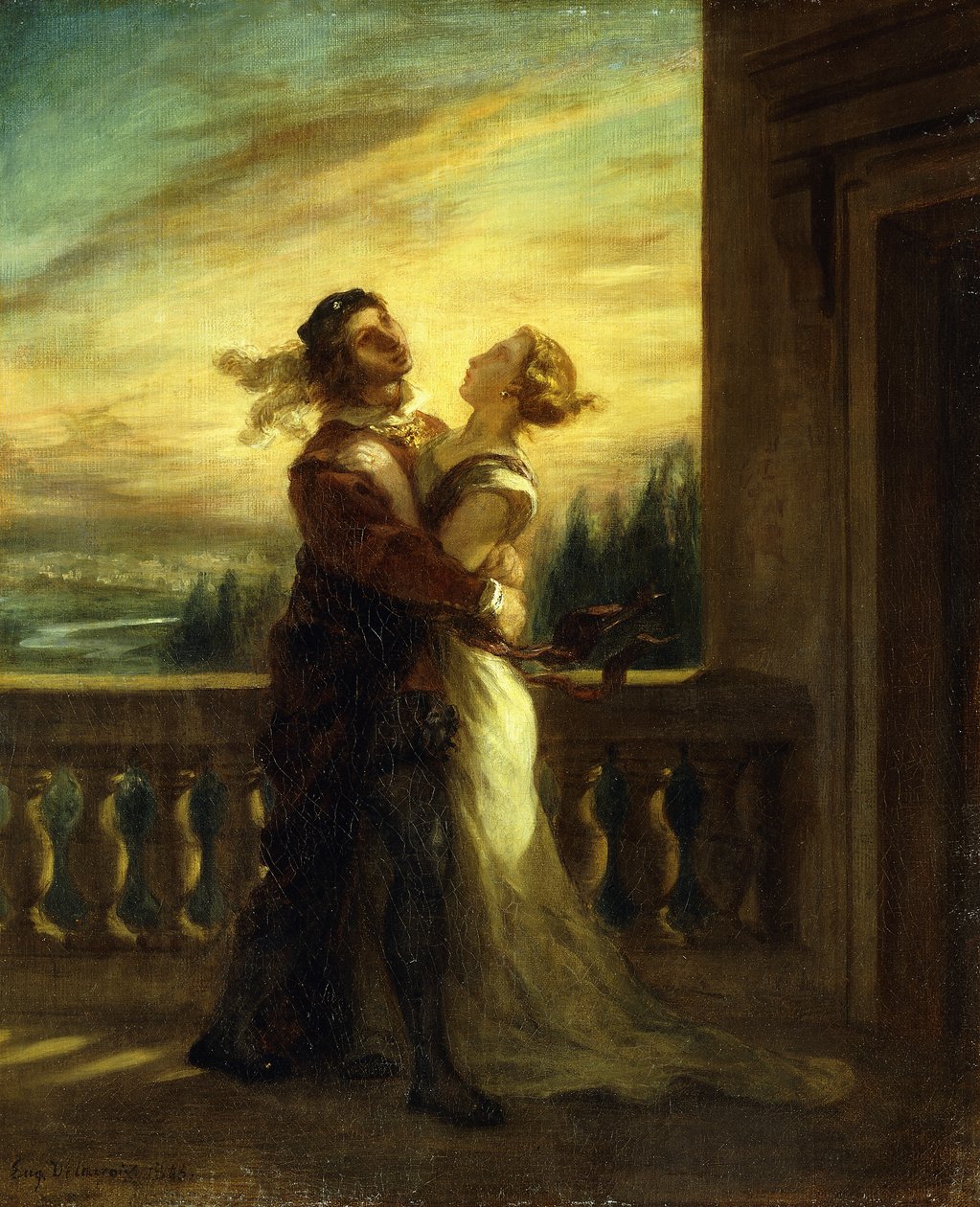Het afscheid van Romeo en Julia; Les Adieux de Romeo et Juliette, 1845 door Ferdinand Victor Eugene Delacroix