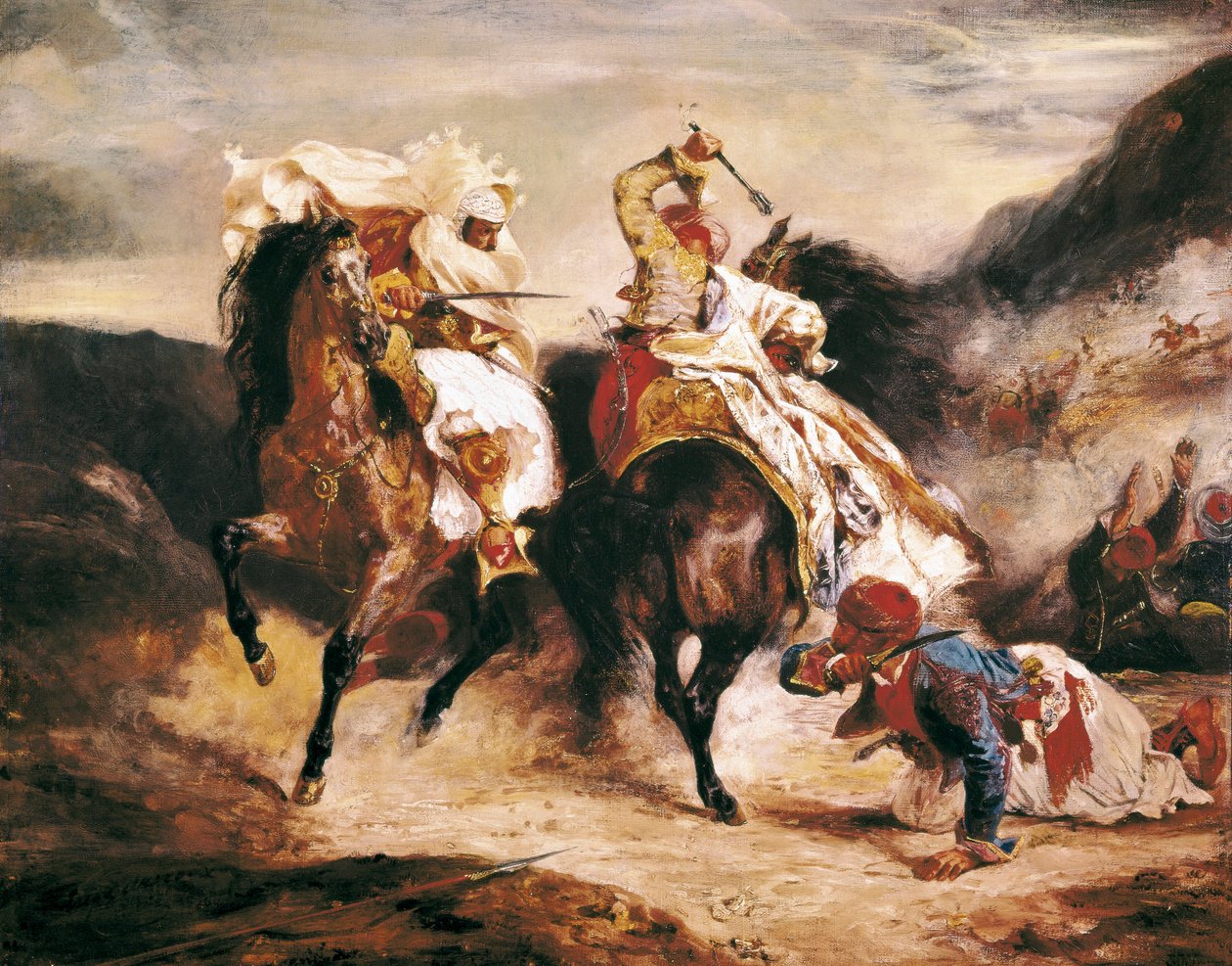Het gevecht van Giaour en Pasha, geïnspireerd door Lord Byron