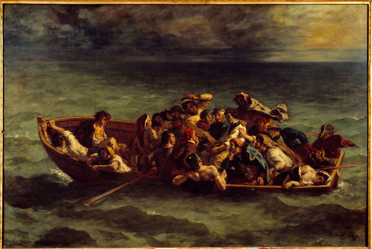 Het zinken van Don Juan. Illustratie van het boek door George Gordon Byron genaamd Lord Byron (1788-1824) Don Juan, zang II door Ferdinand Victor Eugene Delacroix