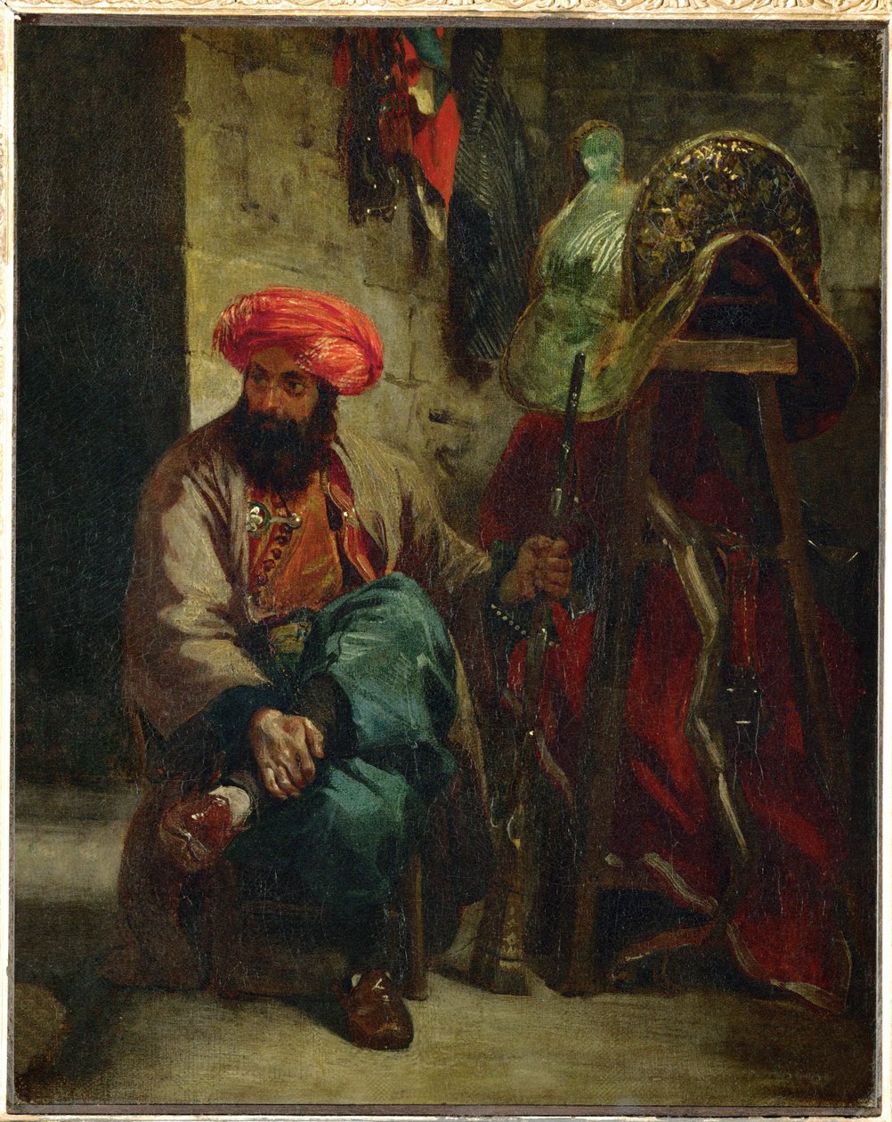 Turk met zadel ... door Ferdinand Victor Eugene Delacroix