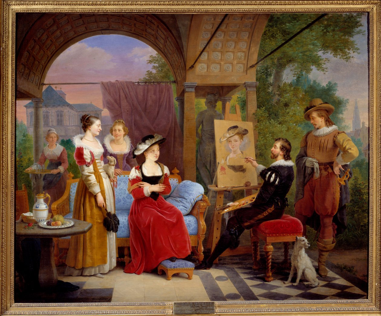 Pierre Paul Rubens in zijn atelier schilderend "de strohoed", zijn model is Suzanne Fourment, zijn schoonzus door Ferdinand de Braekeleer