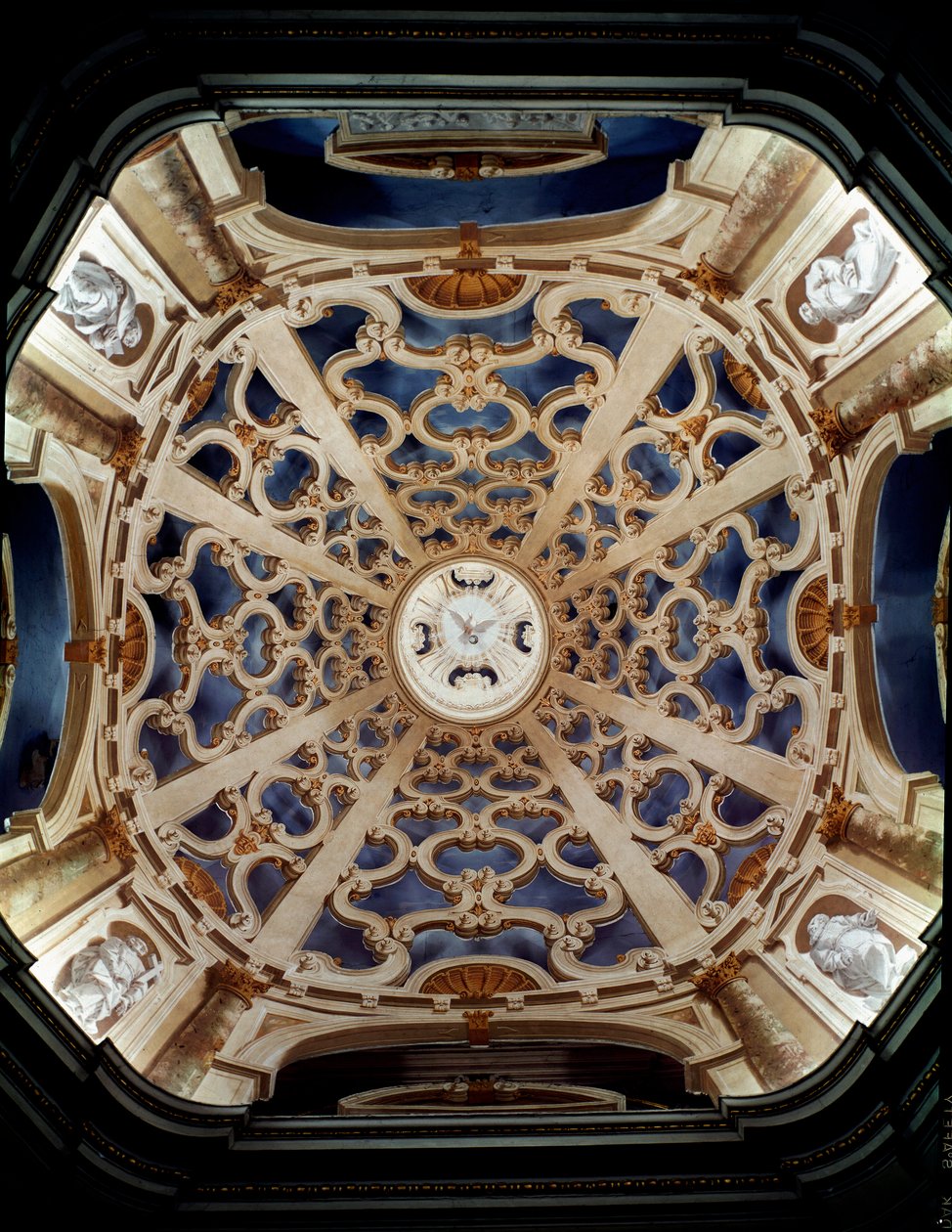 Barokkunst: Gewelf van de Kerk van de Assunta gedecoreerd door Ferdinando Galli da Bibiena, Sabbioneta, Italië door Ferdinando Galli Bibiena