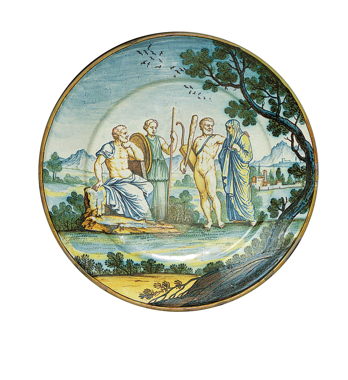 Siena bord, met Hercules die Alcestis voor koning Admetus brengt, c.1745 door Ferdinando Maria Campani