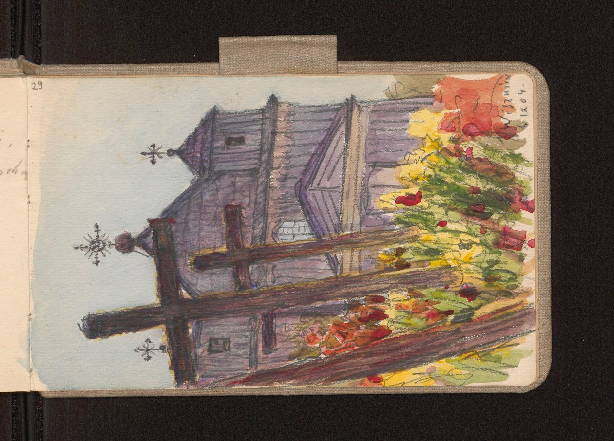 Begraafplaatskerk in Wiszniew door Ferdynand Ruszczyc