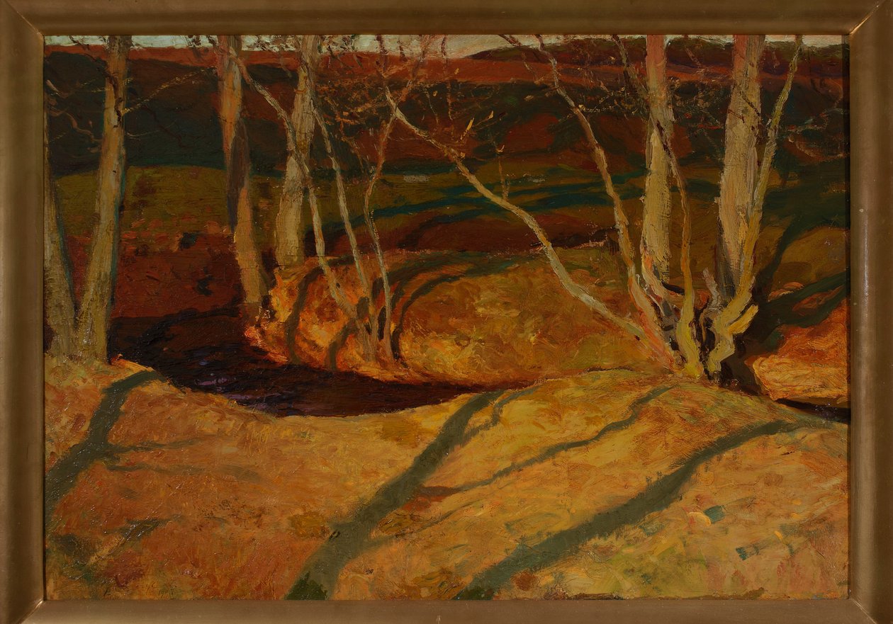 Herfstlandschap bij zonsondergang door Ferdynand Ruszczyc