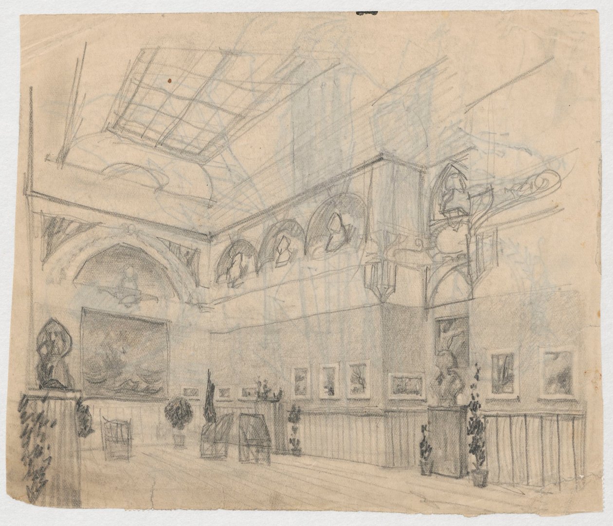 Tentoonstelling met schilderijen van Ferdynand Ruszczyc, verso: details van de tentoonstelling door Ferdynand Ruszczyc