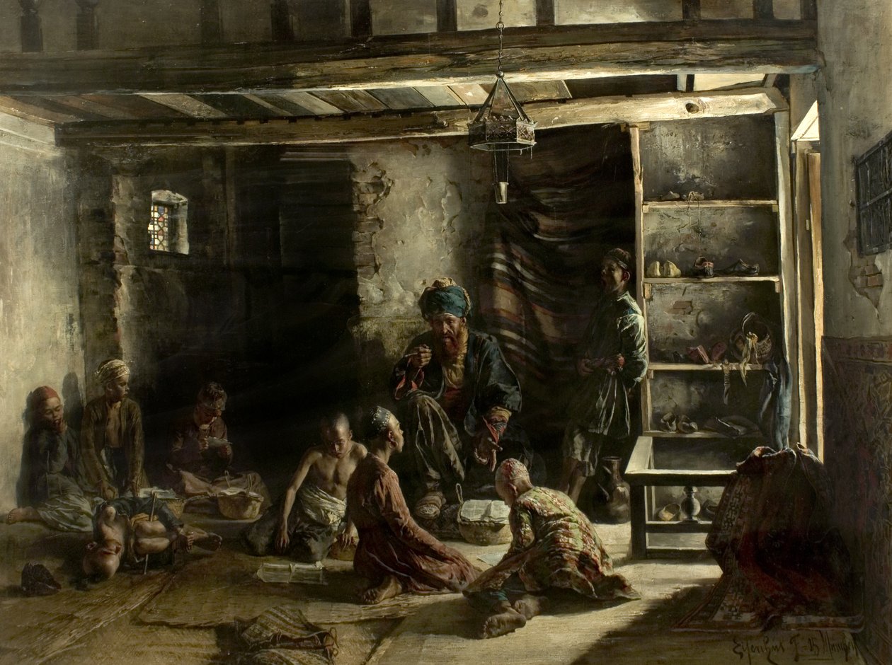 Een Oosterse School, 1885 door Ferencz Frans Eisenhut