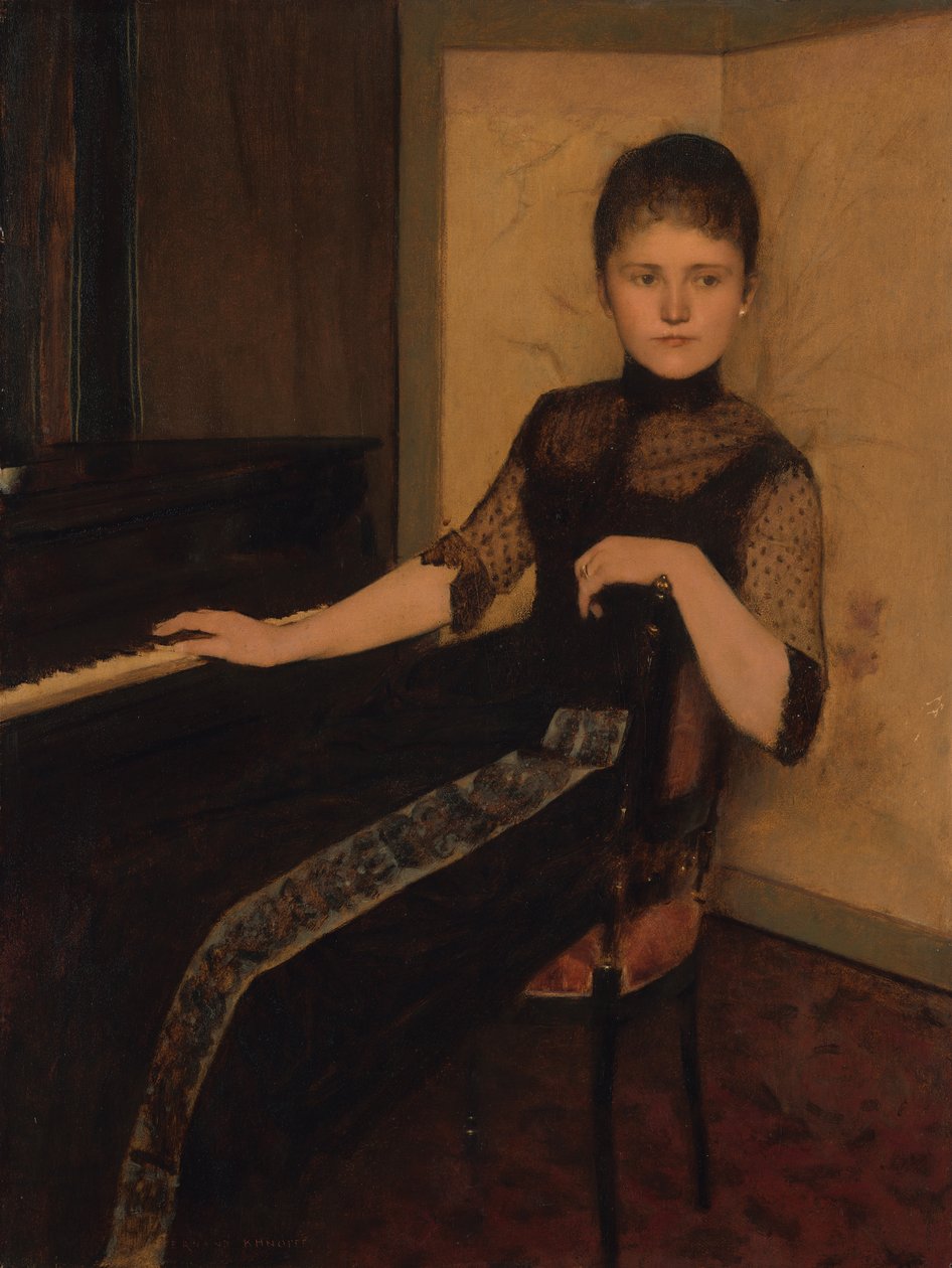 Portret van jonkvrouwe Maria Francisca Louisa Dommer van Poldersveldt door Fernand Khnopff